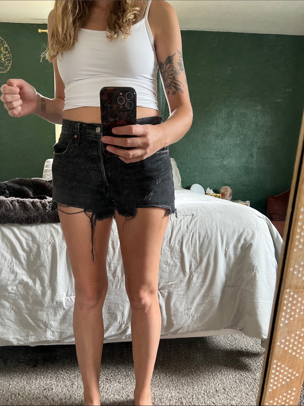 Levi's Black Distressed Denim Jean Shorts